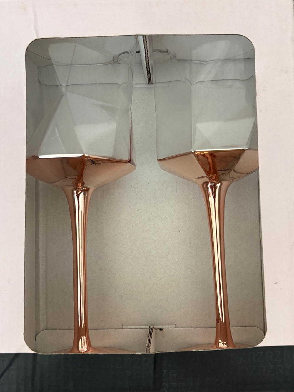 Rachel Zoe Long Stem Wine Glasses Rose Gold